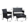 4 Piece Rattan Sofa Seating Set with Cushions(D0102HEVK6W)