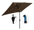 10 x 6.5t Rectangular Patio Umbrella Solar LED Lighted Outdoor Market Table Waterproof with Crank and Push Button Tilt Chocolate RT(D0102HEBENY)