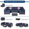 Outdoor Garden Patio Furniture 7-Piece PE Rattan Wicker Sectional Cushioned Sofa Sets with 2 Pillows and Coffee Table(D0102HPWTSG)