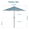 Outdoor Patio 8.7-Feet Market Table Umbrella with Push Button Tilt and Crank, Red Stripes With 24 LED Lights[Base is not Included] RT(D0102HPSP9V)
