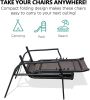 Patio Outdoor Chaise Lounge Chairs, Folding Sling Reclining Chaise Lounger Chair with 5 Adjustable Positions, Brown Frame(D0102HP34CU)