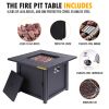 50,000 BTU Square 28 Inch/30inch  Outdoor Gas Fire Pit TableGas Firepits with Lava Rocks & Water-Proof Cover XH(D0102HHDUZT)