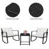 3 Pieces Patio Set Outdoor Wicker Patio Furniture Sets Modern Bistro Set Rattan Chair Conversation Sets with Coffee Table