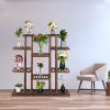 6-Story 11-Seat Multifunctional Carbonized Wood Plant Stand Vertical Shelf Flower Display Rack Holder(D0102HHJWPA)