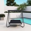 Outdoor Swing Hammock Bed With Canopy Textilene Cushion for Patio, Backyard,Garden, Porch, Black(D0102HX6D5X)