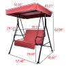 2-Seat Outdoor Patio Porch Swing Chair, Porch Lawn Swing With Removable Cushion And Convertible Canopy, Brown Red(D0102HX6D7P)