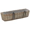 Balcony Planter 2 pcs Wicker with PE Lining 23.6"(D0102HE0CRY)