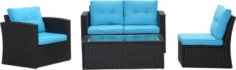 (Only for Pickup)Aluminum 5 Piece Rattan Sectional Seating Group(D0102HPUZD7)
