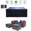 5 Pieces Outdoor Patio Garden Brown Wicker Sectional Conversation Sofa Set with Black Cushions and Red Pillows,w/Protection Cover(D0102HXV3S2)