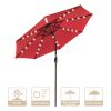 9ft Aluminum Patio Umbrella w/ 32 LEDs Red(D0102HPF1RA)