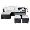 4 Piece Garden Lounge Set with Cushions Poly Rattan Black(D0102HEJSNY)
