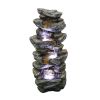 Outdoor Fountain 40inches Poly-resin Rock Water Fountain with LED Lights(D0102HP31NW)