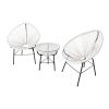3 Piece Patio Furniture Set Outdoor All Weather Hand-Woven PE Rattan Conversation Bistro Sets 2 Chairs with Glass Top Coffee Table(White)(D0102HX6DH8)