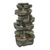 24inches Rock Outdoor Waterfall Fountain with LED Lights for Garden Decor(D0102HX6DS8)