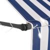 Manual Retractable Awning with LED 78.7" Blue and White(D0102HELU1V)