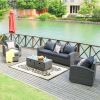 Direct Wicker Aluminum 5-piece Outdoor PE Rattan Wicker Sofa Rattan Patio Garden Furniture ,Gray(D0102HXJWH6)