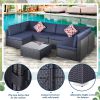 Outdoor Garden Patio Furniture 7-Piece PE Rattan Wicker Sectional Cushioned Sofa Sets with 2 Pillows and Coffee Table(D0102HPWTSG)
