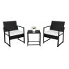 3 Pieces Patio Set Outdoor Wicker Patio Furniture Sets Modern Bistro Set Rattan Chair Conversation Sets with Coffee Table YJ(D0102HEVUUU)