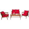 4 Pieces Acacia Wood Patio Rattan Furniture Set(D0102HPNXIU)
