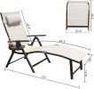 Aluminum Outdoor Folding Reclining Adjustable Patio Chaise Lounge Chair with Pillow for Poolside Backyard and Beach Set of 2(D0102HPUDZU)