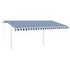 Automatic Retractable Awning with Posts 13.1'x9.8' Blue&White(D0102HXVMST)