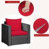 3 Pcs Patio wicker Furniture Set with Cushion(D0102HEBBIW)