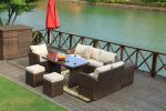 Direct Wicker 7 PCS Outdoor PE Rattan Wicker Sofa Rattan Patio Garden Furniture, With Wide Cabinet, Gray(D0102HHGRTW)