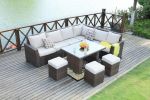 Direct Wicker 7-Piece Outdoor Rattan Wicker Sofa Rattan Patio Garden Furniture, Gray(D0102HHGEIV)