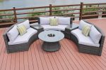 Direct Wicker Outdoor And Garden Patio Sofa Set 6PCS Reconfigurable Stylish And Modern Style With Seat Cushion and Coffee Table(D0102HHGELV)
