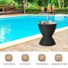 3 in 1 8 Gallon Patio Rattan Cooler Bar Table with Adjust Ice Bucket(D0102HPFH9G)