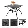 MEOOEM Patio Dining Set  Outdoor Furniture Square Bistro Metal Table Side Table and Metal Stackable Chairs, Black(D0102HP6UEU)