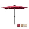 Outdoor Patio Umbrella 10 Ft x 6.5 Ft Rectangular with Crank Weather Resistant UV Protection Water Repellent Durable 6 Sturdy Ribs(D0102HPKK6A)