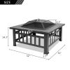 32 Inch Heavy Duty 3 in 1 Metal Square Patio Firepit Table BBQ Garden Stove with Spark Screen Cover Log Grate and Poker (D0102HHJUMG)