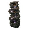 40inches High Rocks Outdoor Cascading Waterfall with LED Lights(D0102HP31FW)