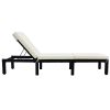 Patio Furniture Outdoor Adjustable PE Rattan Wicker Chaise Lounge Chair Sunbed (Beige Cushion)(D0102HPKFSV)