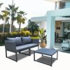 3 Pieces Patio Conversation Set Aluminum Outdoor Sofa(D0102HPNXNV)