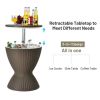 3 in 1 8 Gallon Patio Rattan Cooler Bar Table with Adjust Ice Bucket(D0102HPFH9Y)