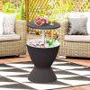 3 in 1 8 Gallon Patio Rattan Cooler Bar Table with Adjust Ice Bucket(D0102HPFH9G)