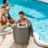 9.5 Gallon 4-in-1 Patio Rattan Cool Bar Cocktail Table Side Table(D0102HPU3FW)