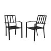 2pcs Backrest Vertical Grid Wrought Iron Dining Chair Black(D0102HP31XA)