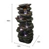 40inches High Rocks Outdoor Cascading Waterfall with LED Lights(D0102HP31FW)