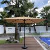 Outdoor Patio Umbrella 10 Ft x 6.5 Ft Rectangular with Crank Weather Resistant UV Protection Water Repellent Durable 6 Sturdy Ribs(D0102HPKK1U)