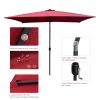 Outdoor Patio Umbrella 10 Ft x 6.5 Ft Rectangular with Crank Weather Resistant UV Protection Water Repellent Durable 6 Sturdy Ribs(D0102HPKK6A)