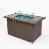 44" Fire pit Table 50,000 BTU with 8mm Tempered Glass Tabletop & Blue Stone& Steel table lid &Table ,ETL Certification (Brown)(D0102HPKDQY)