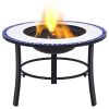 Mosaic Fire Pit Blue and White 26.8" Ceramic(D0102HEJ6R7)