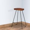 DunaWest Counter Height Barstool with Wooden Seat and Tubular Metal Frame, Dark Brown and Black(D0102HPTST7)
