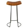 DunaWest Industrial Barstool with Curved Leatherette Seat and Tubular Frame, Tan Brown and Black(D0102HPTSUA)