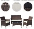 4 Piece Rattan Sofa Seating Set with Cushions(D0102HEVKY7)