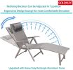 Aluminum Outdoor Folding Reclining Adjustable Patio Chaise Lounge Chair with Pillow for Poolside Backyard and Beach Set of 2(D0102HPUD8A)