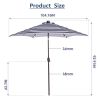 Outdoor Patio 8.7-Feet Market Table Umbrella with Push Button Tilt and Crank, Red Stripes With 24 LED Lights[Base is not Included] RT(D0102HPSP9W)